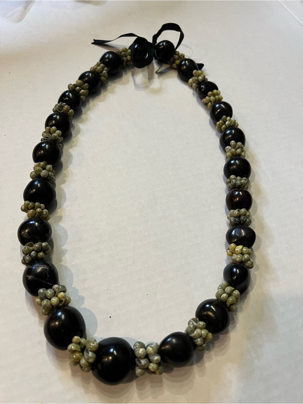 Black and Olive Beaded Statement Necklace